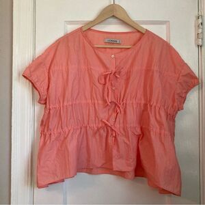 J.CHUNG Triple String Shirt Adjustable Drawstring Top Coral One Size